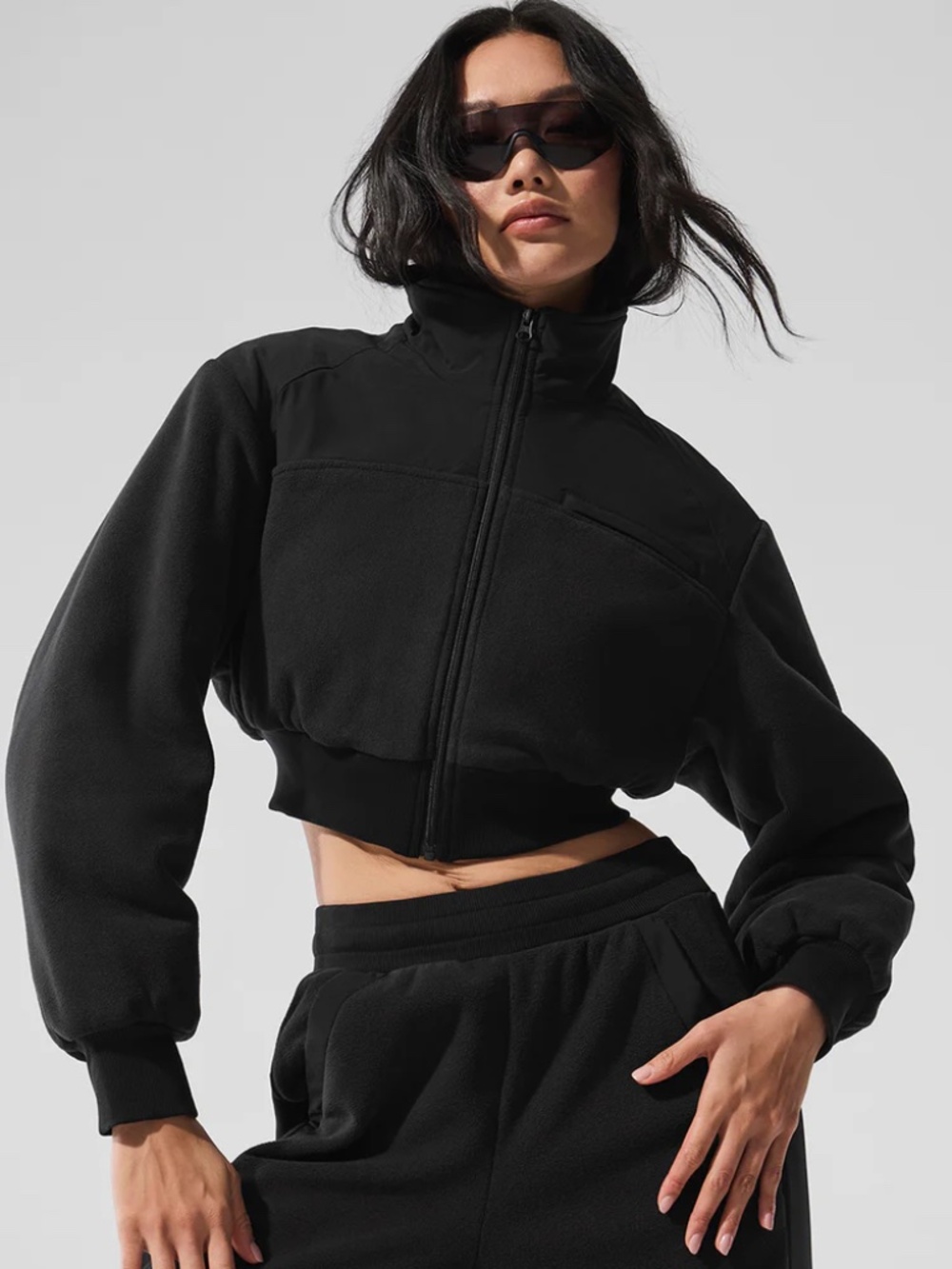 ALO Yoga Polar Fleece Cropped Wintry Mix Jacket NWT